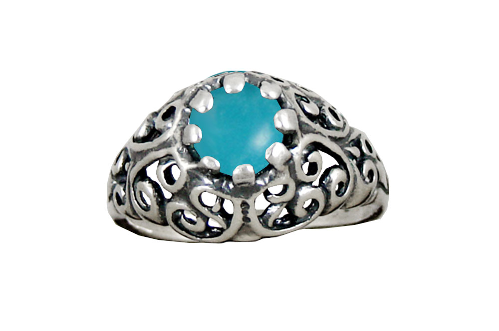 Sterling Silver Filigree Ring With Turquoise Size 8